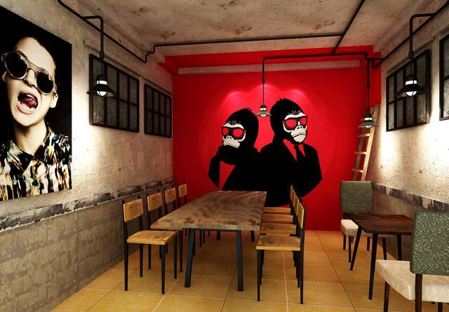 cafe nhai luon ly Monkey In black